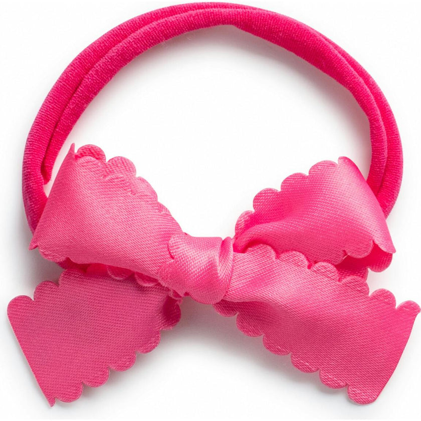 Gumdrop Scalloped Satin Baby Bow Headband