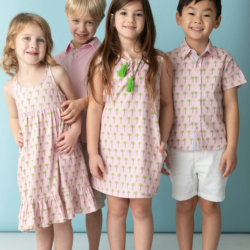 Pink Palms Shirt in Short Sleeves