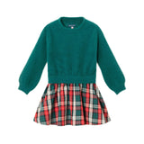 Kids Knit Twofer Dress | Green Plaid