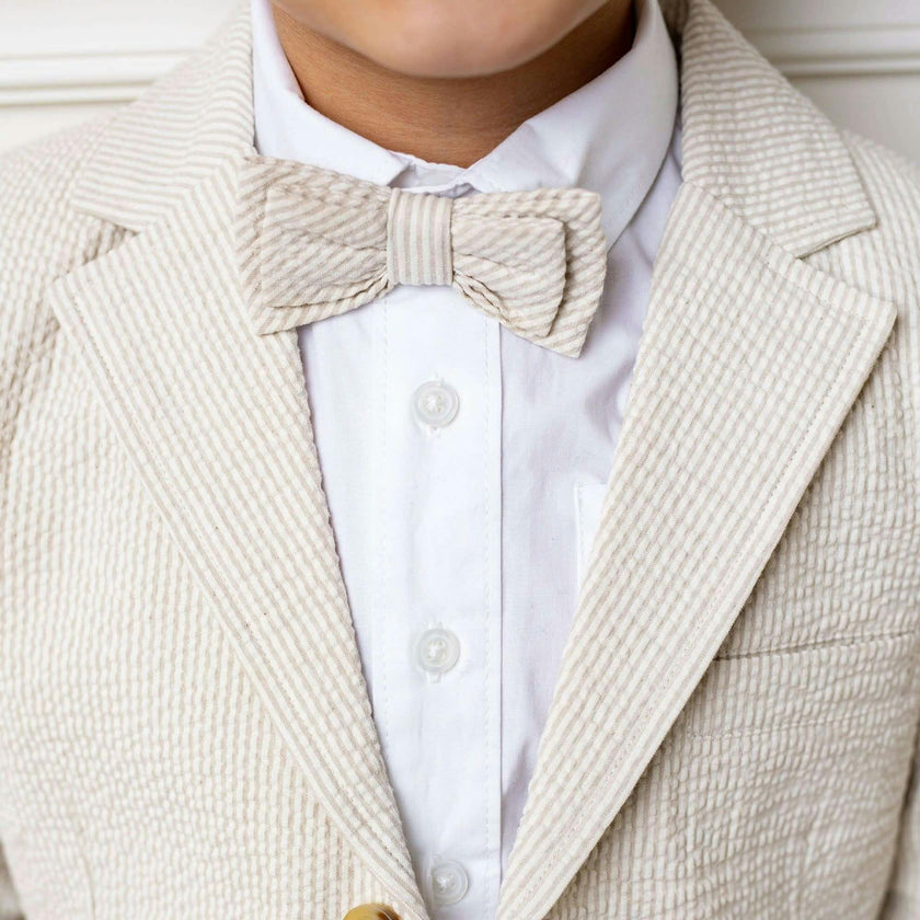 Classic Seersucker Bow Tie, Beige