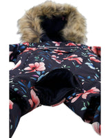 Baby One Piece Snowsuit Adapted For Car Seats Blue Floral Print