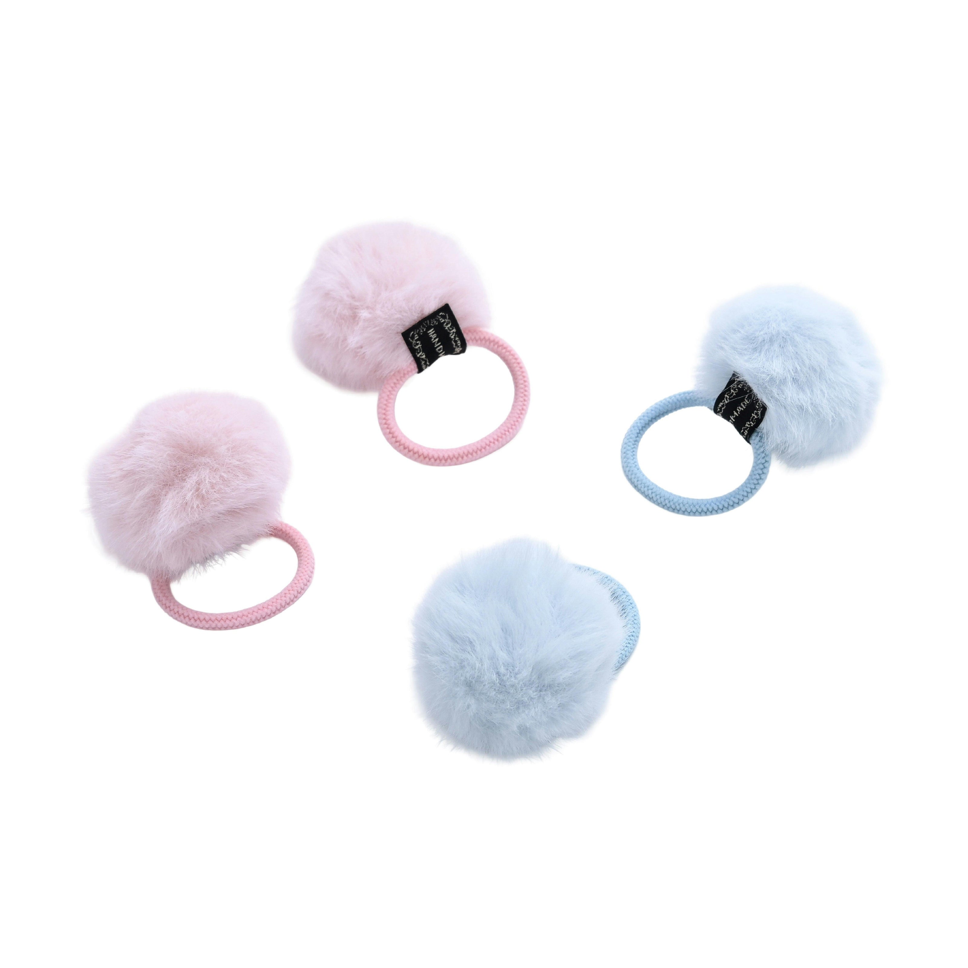 Fluffy Pom-Pom Hair Tie Set