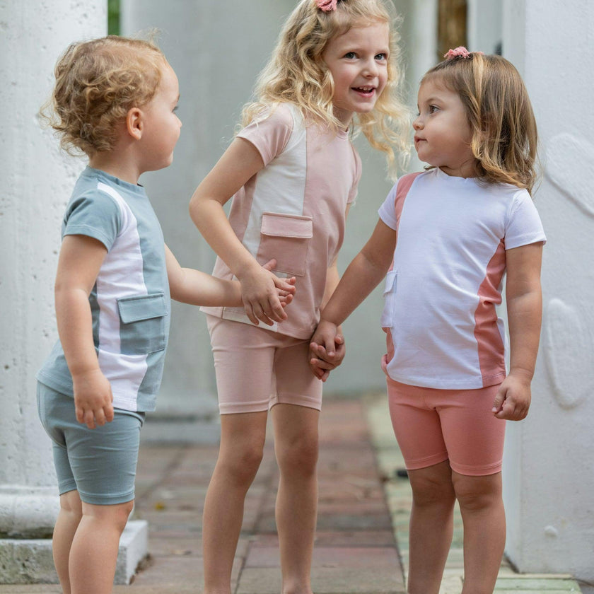 Color-Block Pocket Tee & Short Set
