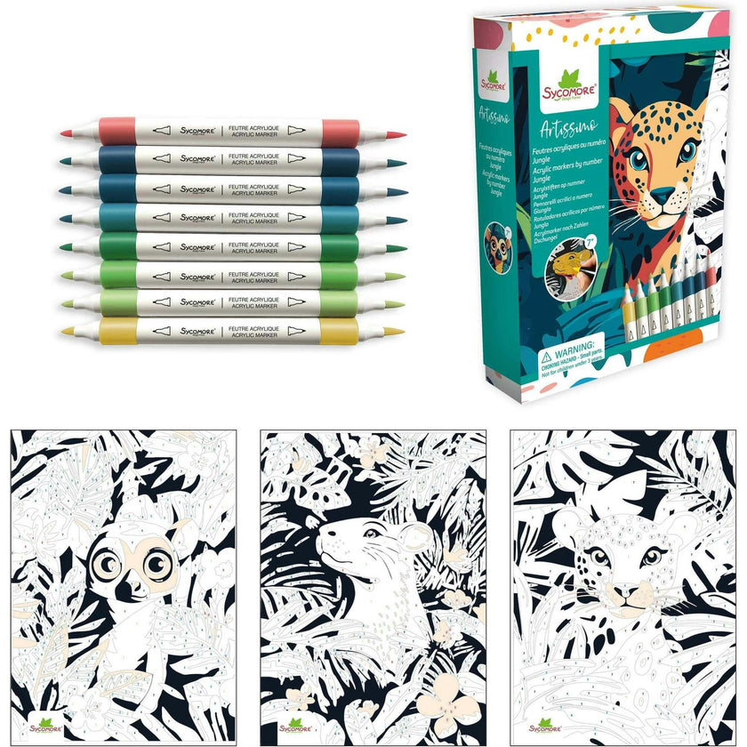 Artissimo - Acrylic Markers By Numbers Jungle - 7y+