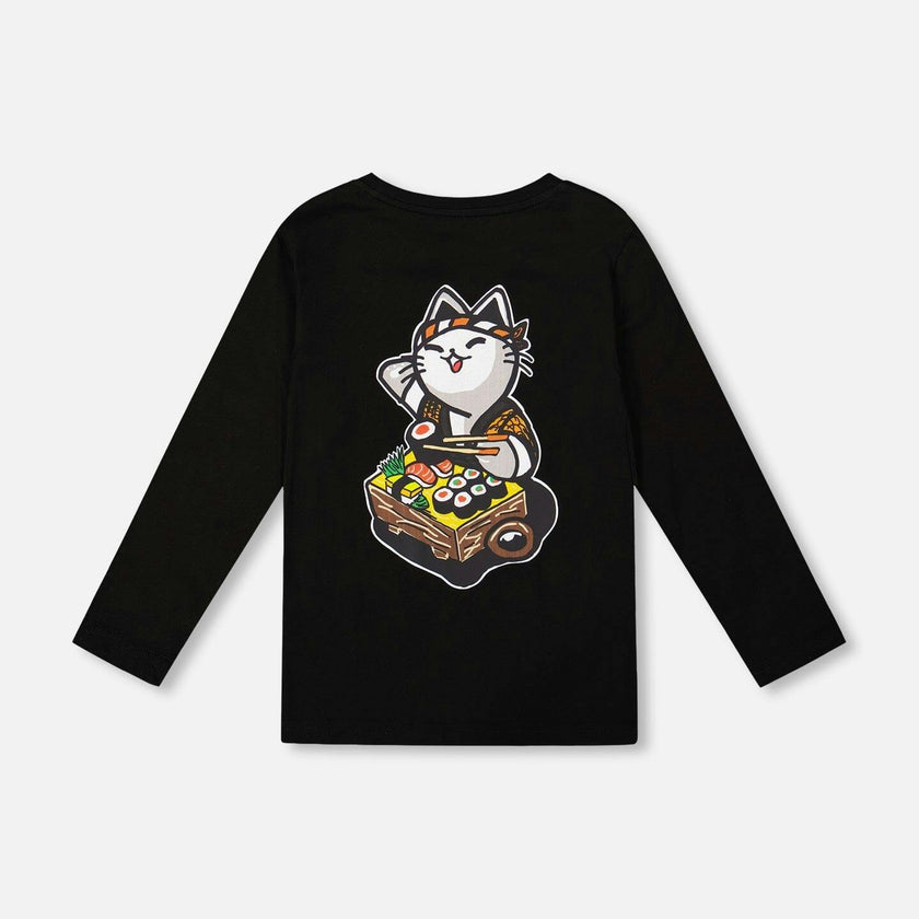 Long Sleeve Jersey Tee Shirt with Print Back & Front