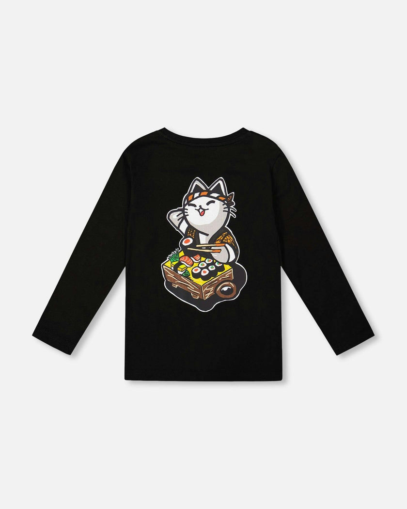 Long Sleeve Jersey Tee Shirt with Print Back & Front