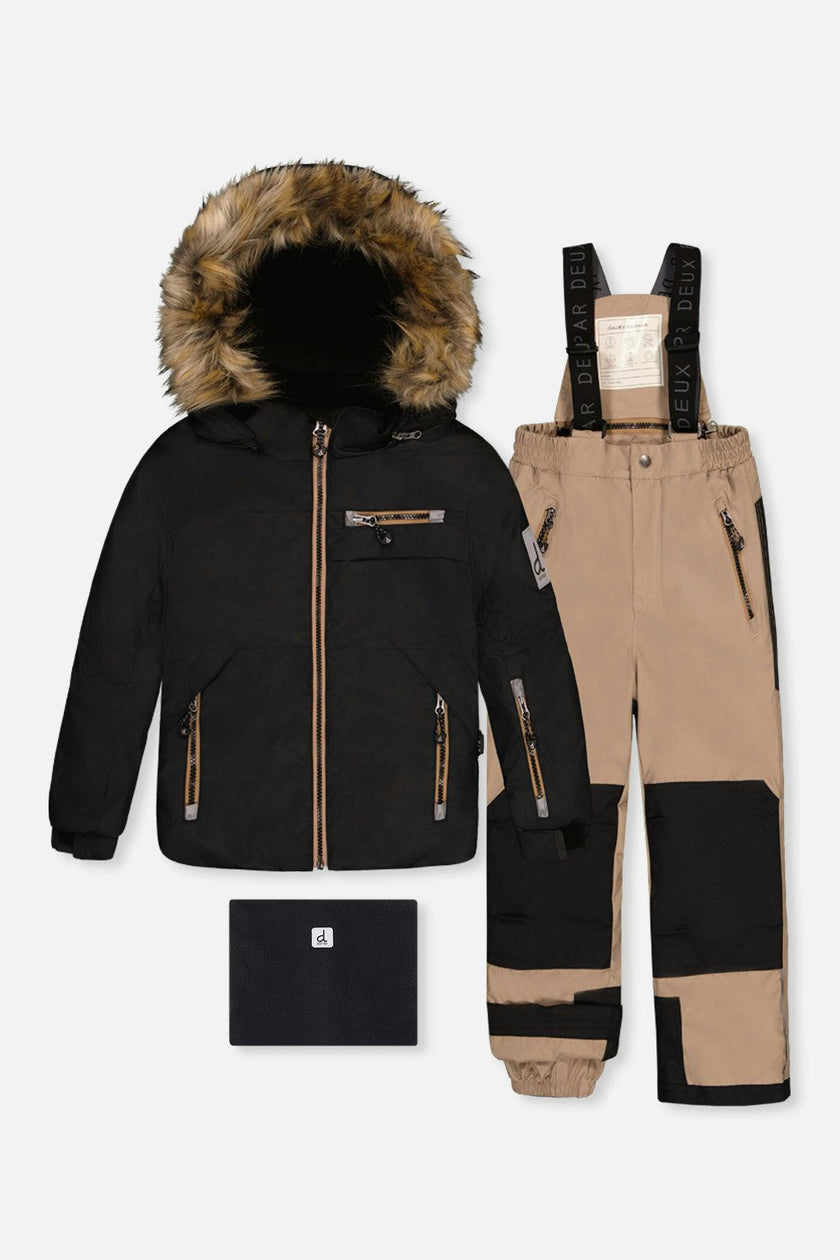 Two Piece Play Snowsuit Black And Beige