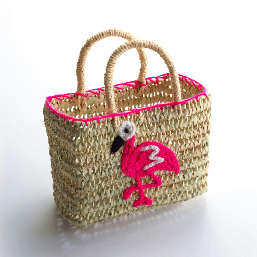 Embroidered Mini Straw Beach Bag