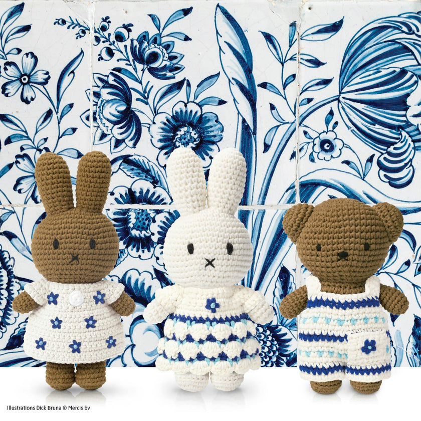 Miffy Delft Blue Floral Crochet Doll Handmade