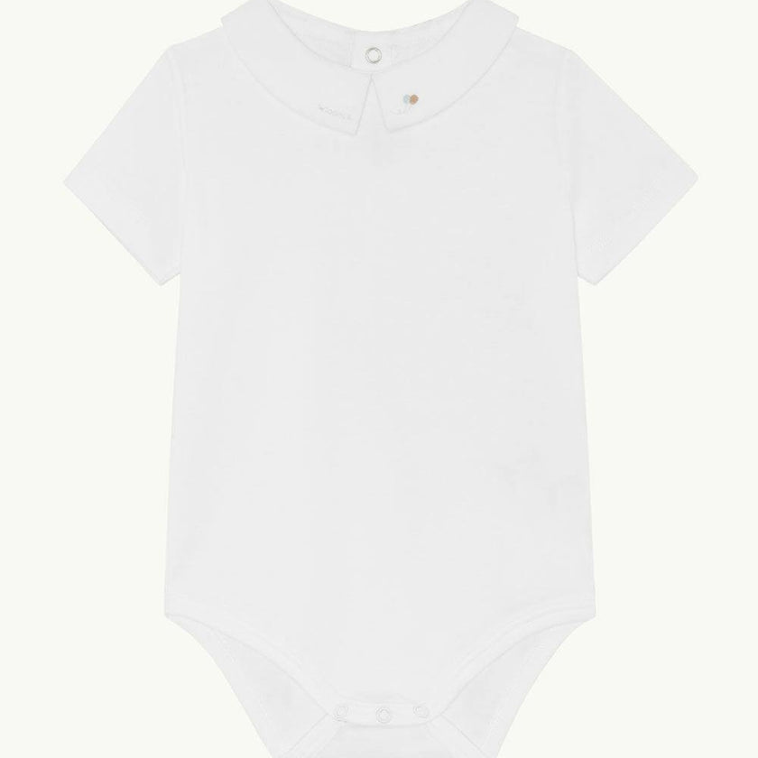 Aubrey Race Car Embroidered Collar Short Sleeve Onesie