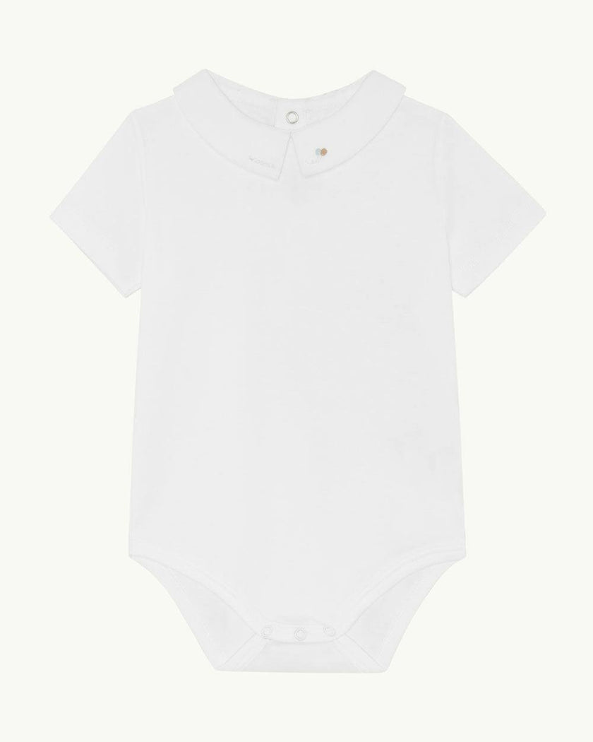 Aubrey Race Car Embroidered Collar Short Sleeve Onesie