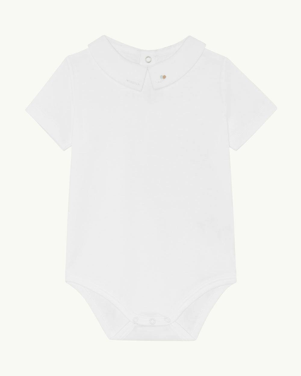 Aubrey Race Car Embroidered Collar Short Sleeve Onesie