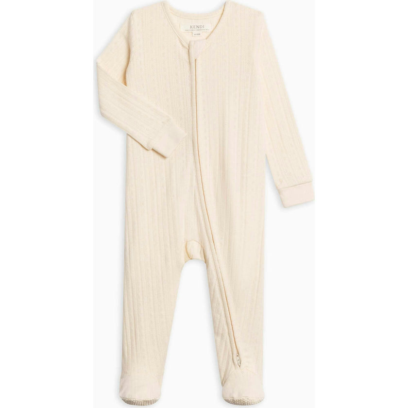 Maya Brushed Back Pointelle Footed Zipper Sleeper Haran Floral
