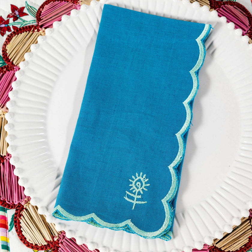 Icon Linen Napkins S/4 - Peacock + Mint