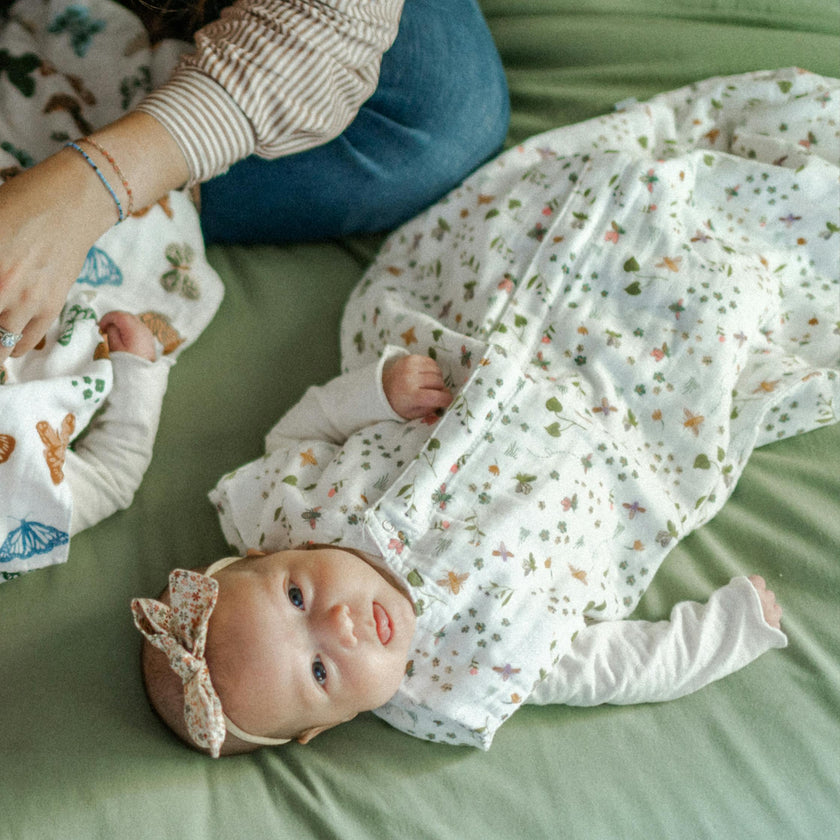 Cotton Muslin Sleep Bag - Garden Bees