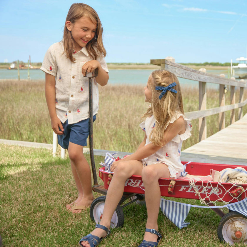 Boys Jack Shirt - Sailboat Embroidery