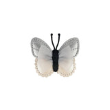 Alja Clip | Vlinder | Silver Grey Metallic Leather