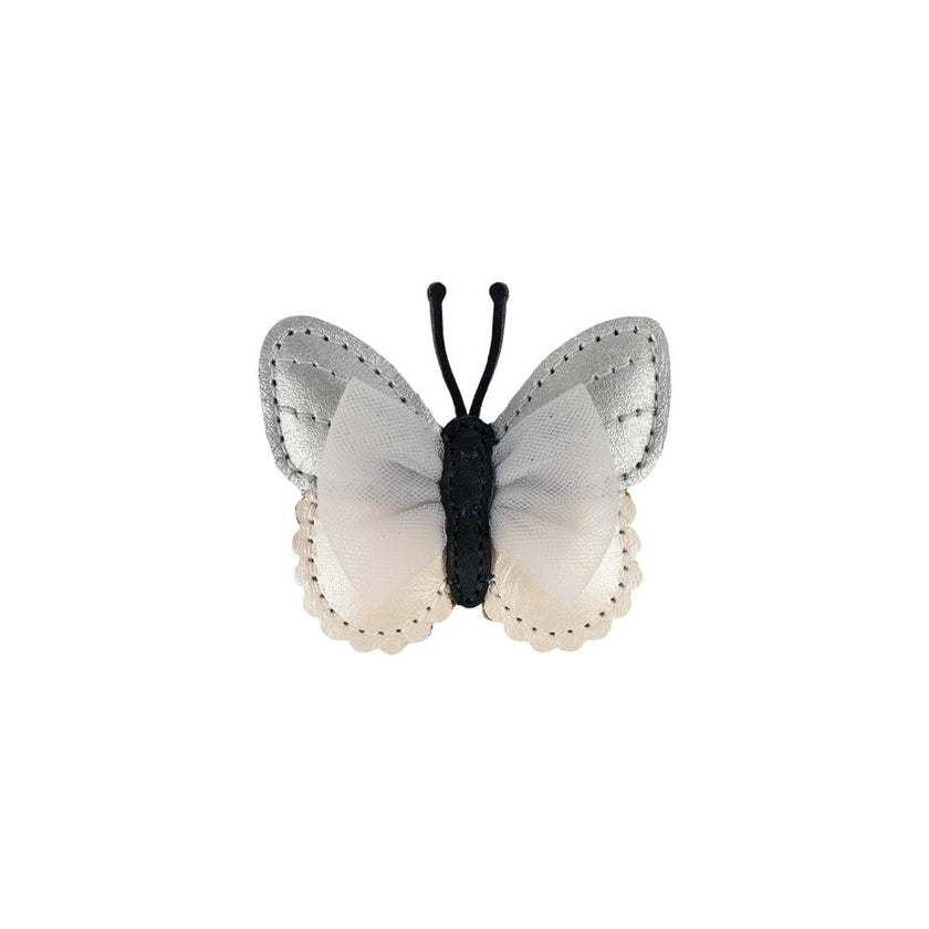 Alja Clip | Vlinder | Silver Grey Metallic Leather