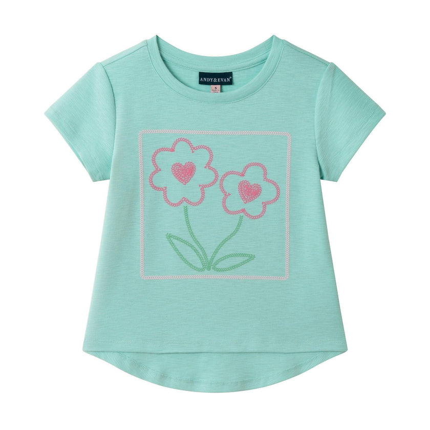 Girls Emroidered Tee | Sparkle Bloom