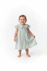 Striped Dress with Collar Soft Blue