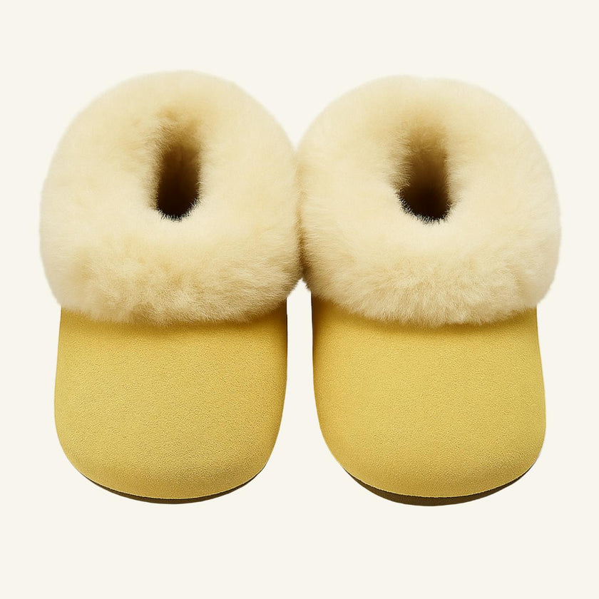Alpaca Fur Baby and Kids Booties Slippers in Golden Honey