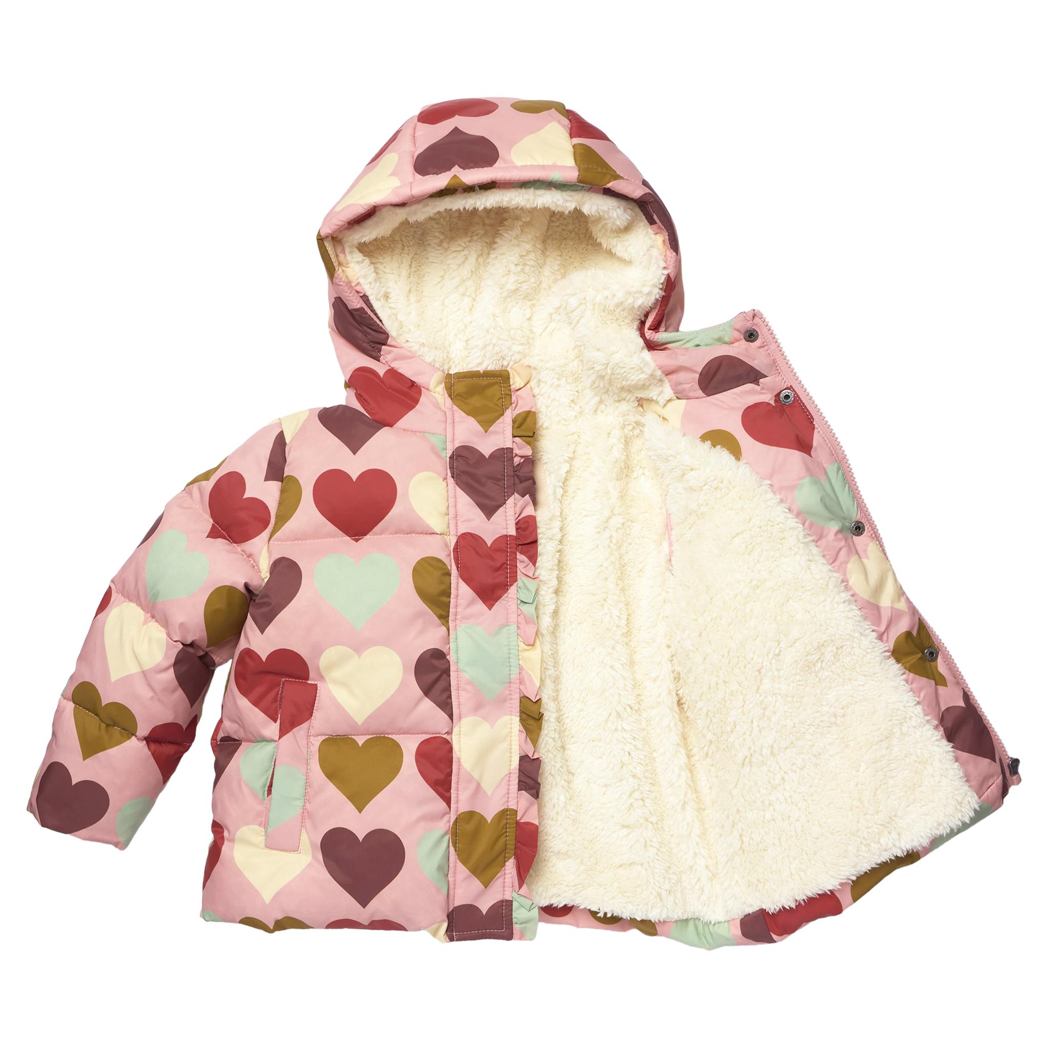 Girls Ruffle Pete Puffer - Multi Harvest Hearts