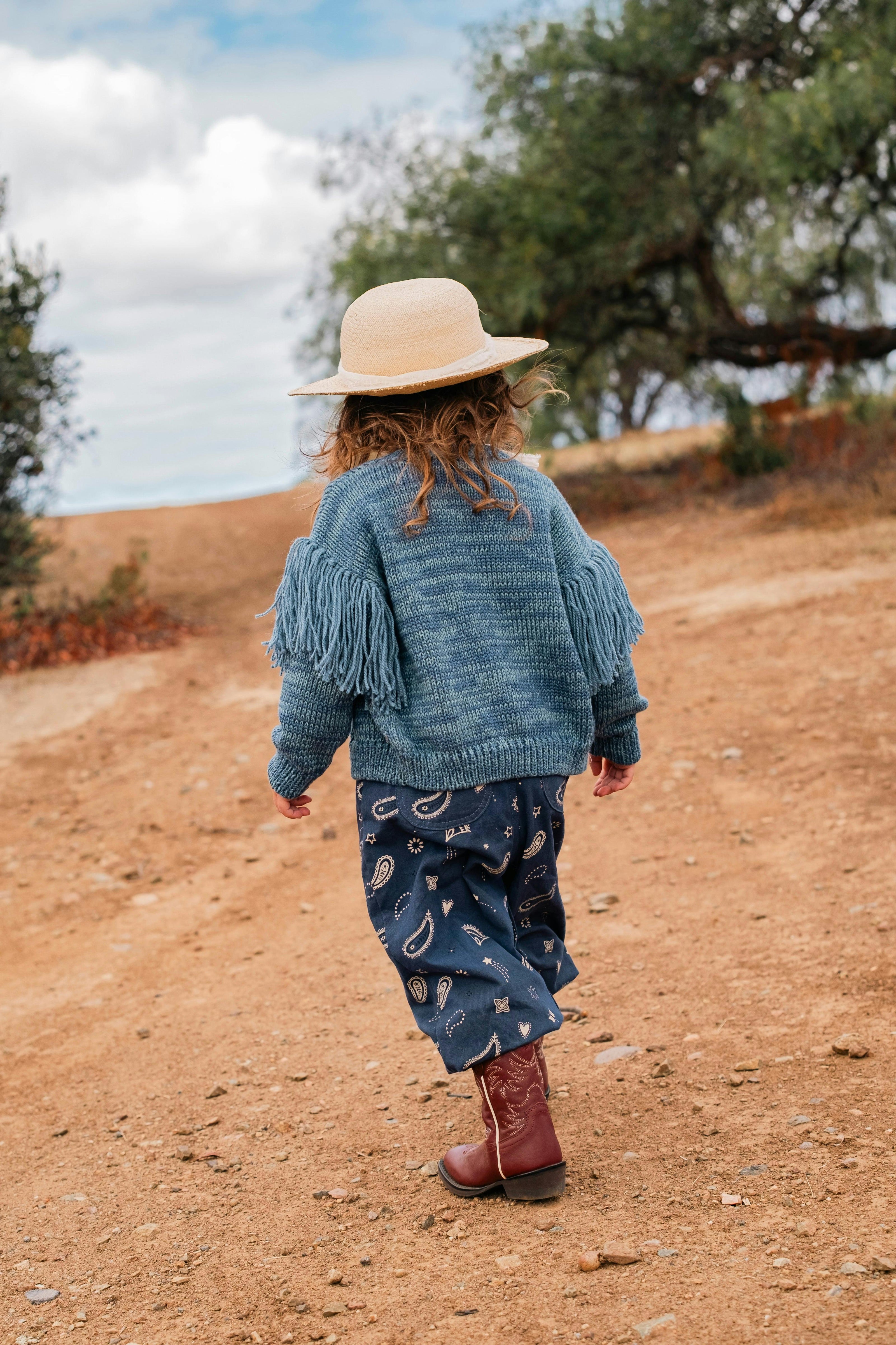 Fringed Cardigan in Luna Blue