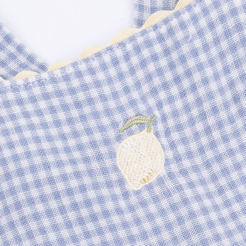 Micro Gingham Blue Blizzard - Ric Rac Ruffle Sunsuit
