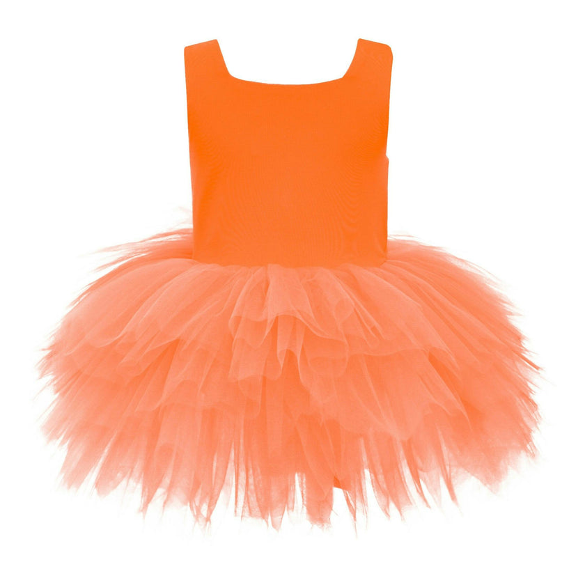 Orange Neon Solid Tutu Dress