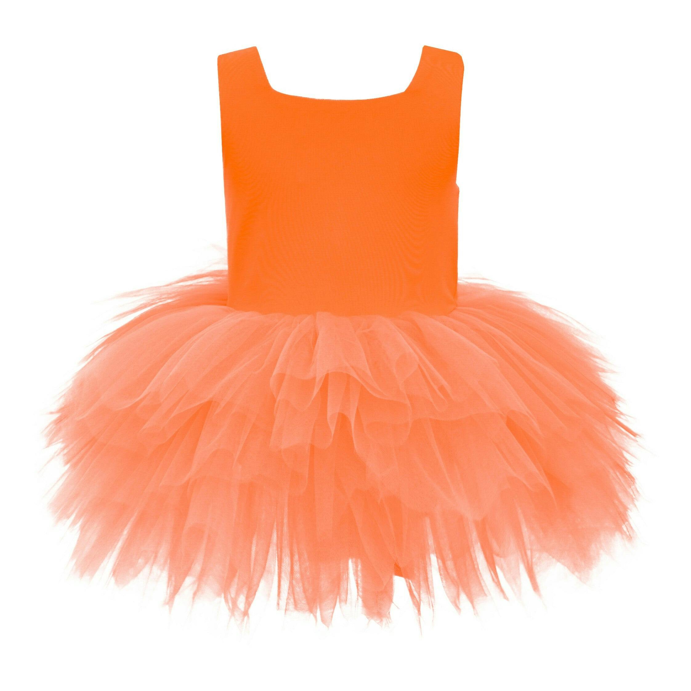 Orange Neon Solid Tutu Dress