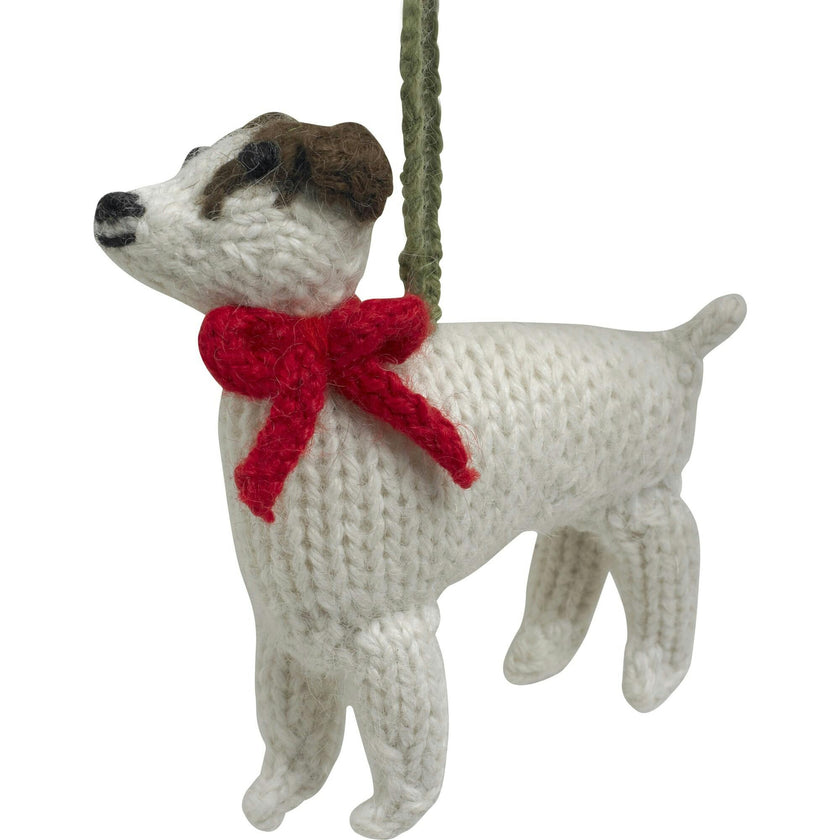 Jack Russell Hand Knit Christmas Ornament