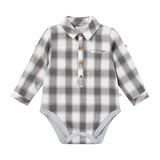 JASPER Grey/White/Beige Plaid Woven Onesie