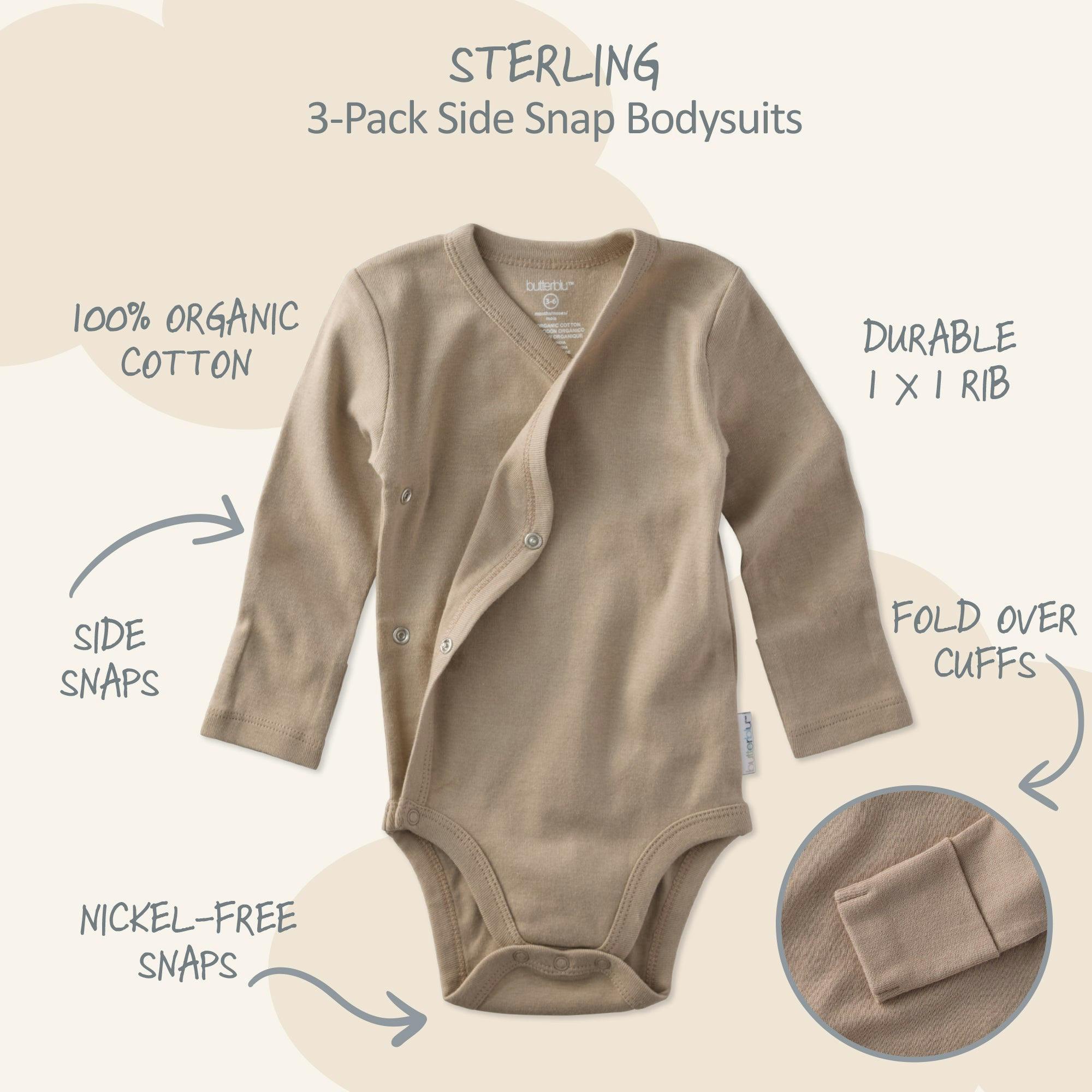 STERLING 3-Pack Side Snap Bodysuit