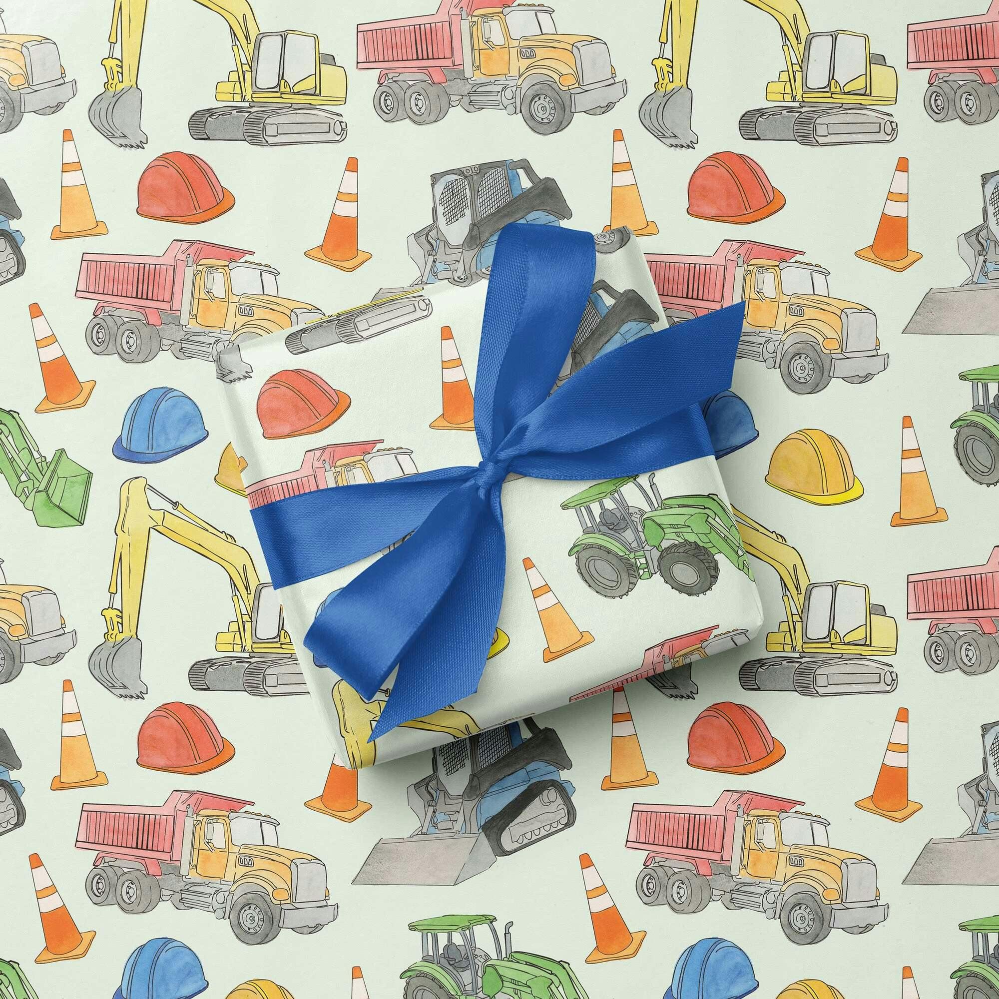 Construction Vehicles Gift Wrap
