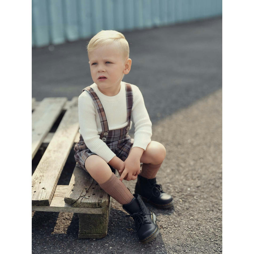 Novelty Plaid High Shoulder Strap Short Overalls