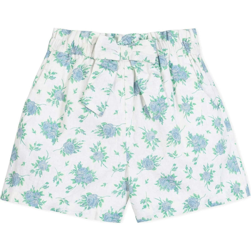 Pull-On Cinched Waist Linen Short, Blue