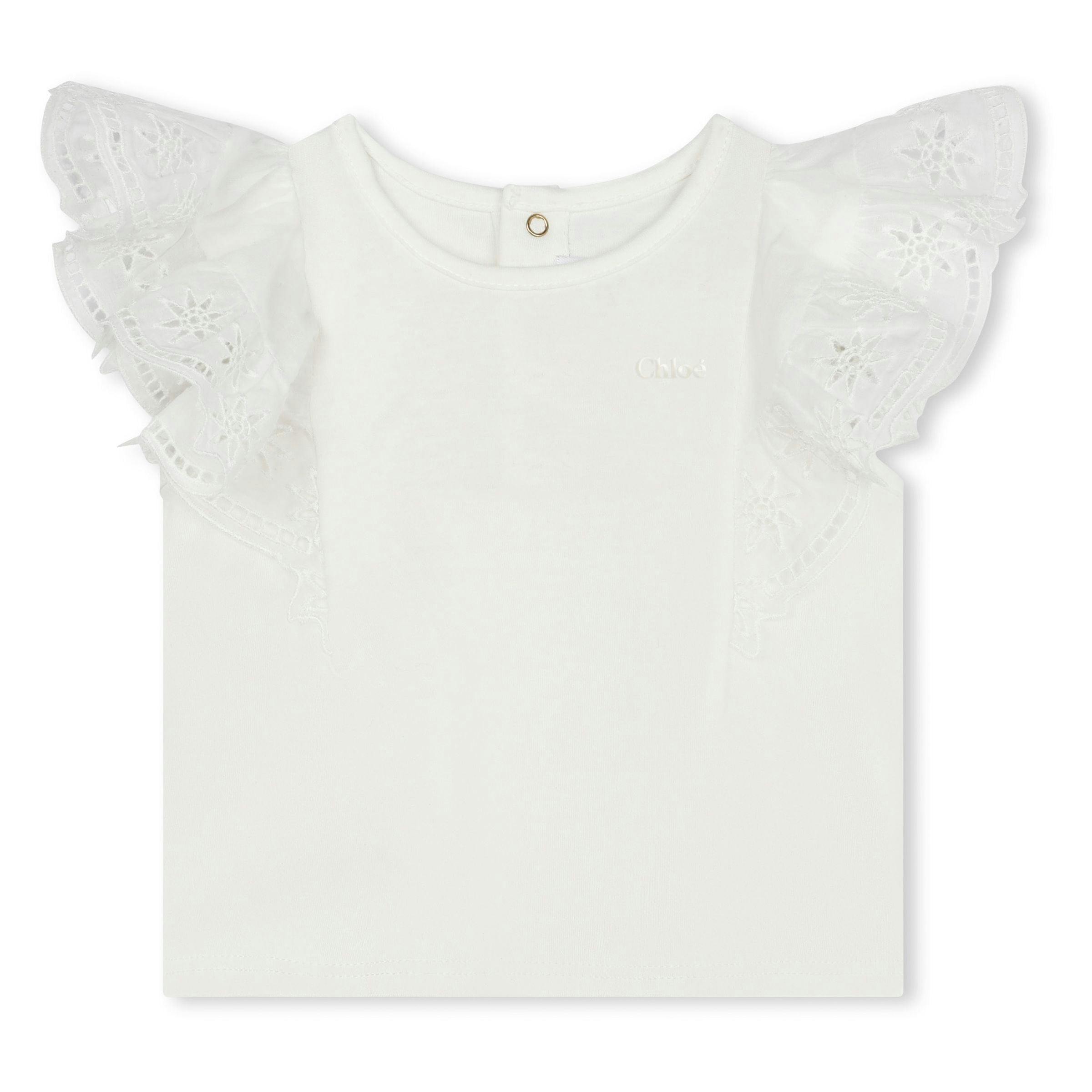 Ivory Logo Embroidered Cotton Blouse