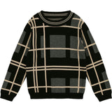 Preppy Plaid Wide Round Neck Relaxed Fit Sweater