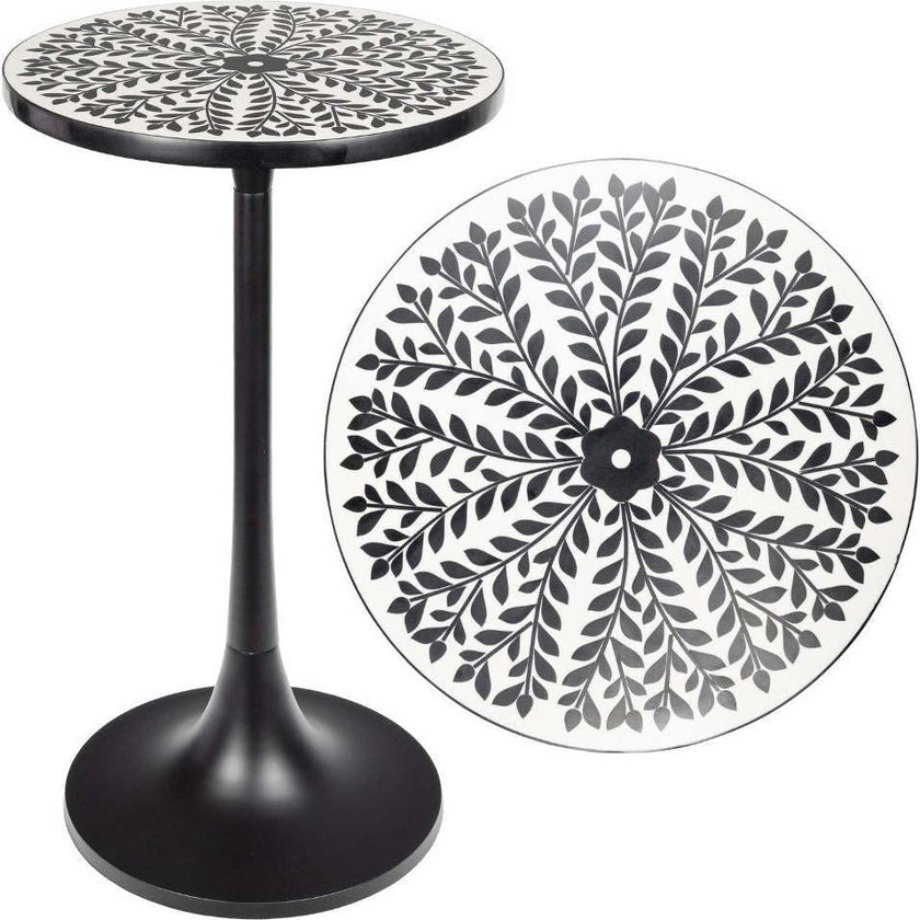 Nysha 25" Modern Bohemian Metal/Resin Inlay Top End Table
