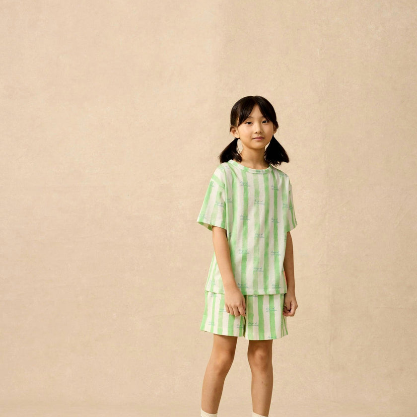 Organic Weekend Tee in Pistachio Stripe
