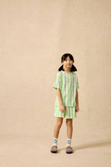 Organic Weekend Tee in Pistachio Stripe