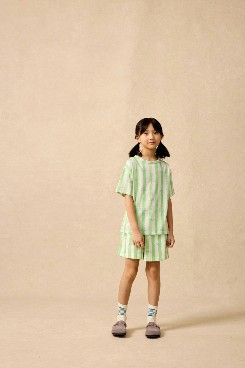 Organic Weekend Tee in Pistachio Stripe