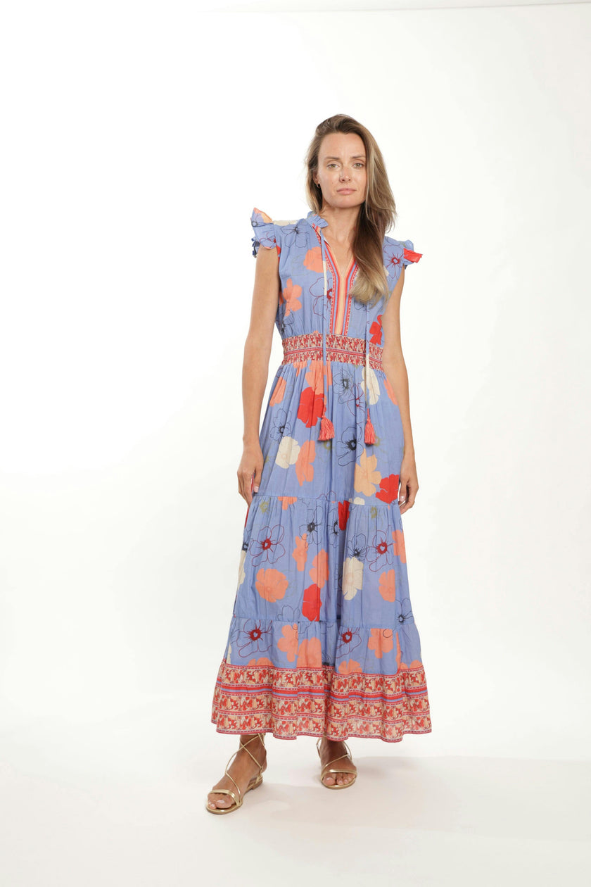 Anais Maxi  Dress - Blue Toile