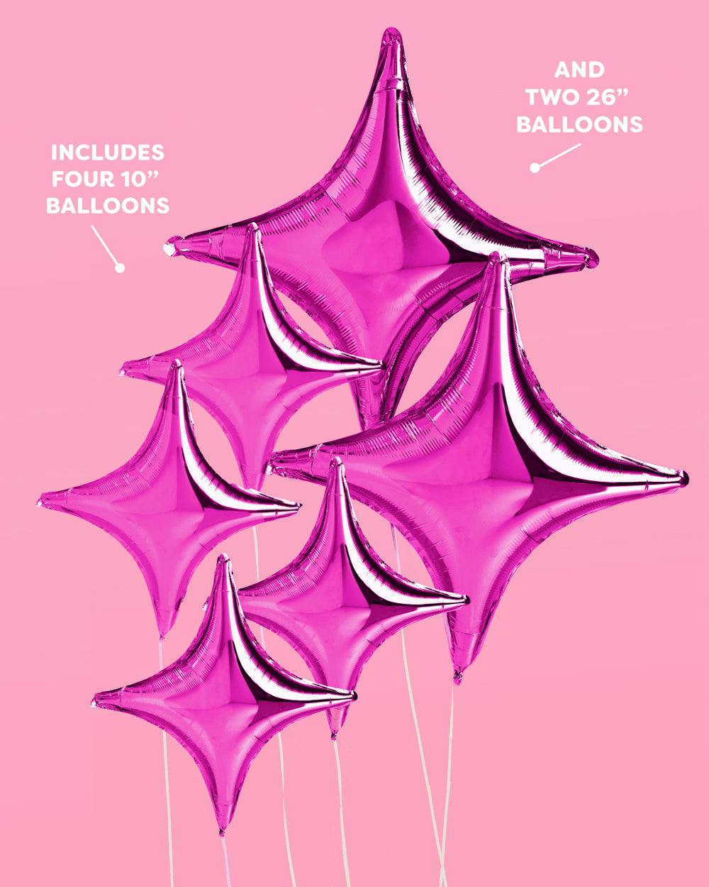 Pink Sparkle Balloon - 6 pc silver foil set