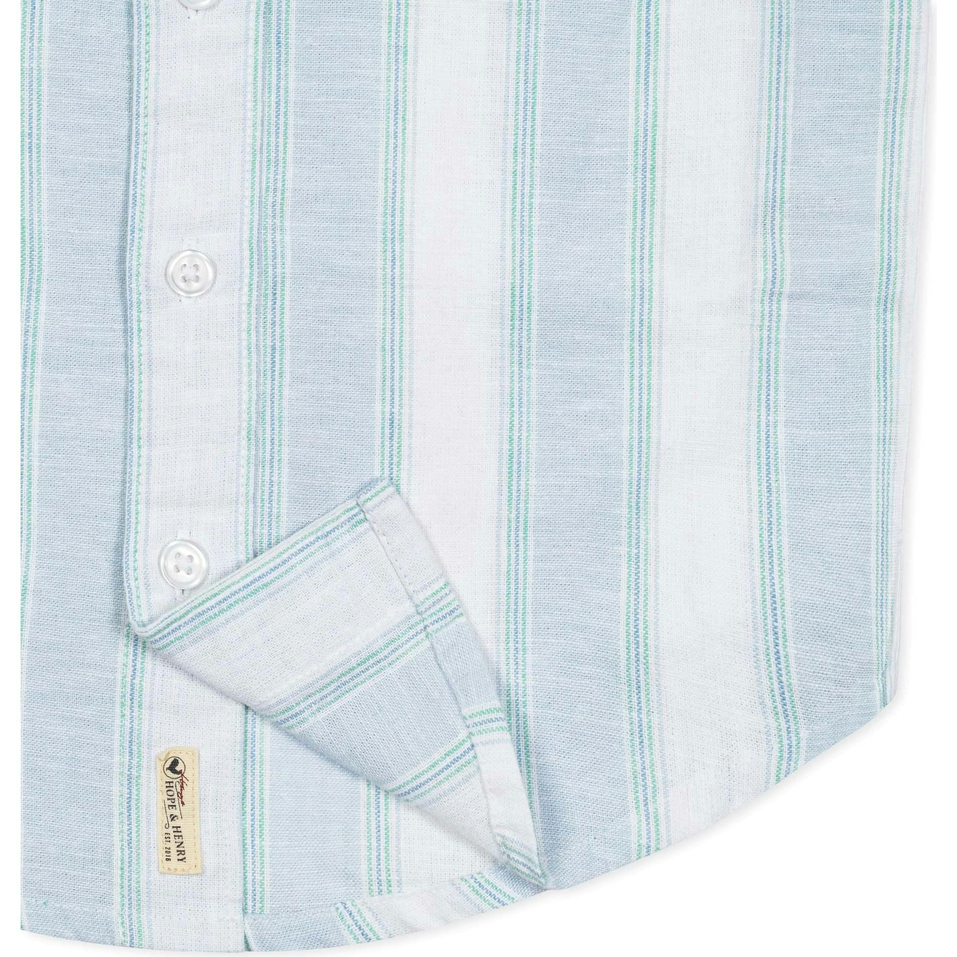 Linen Short Sleeve Button Down Shirt, Blue