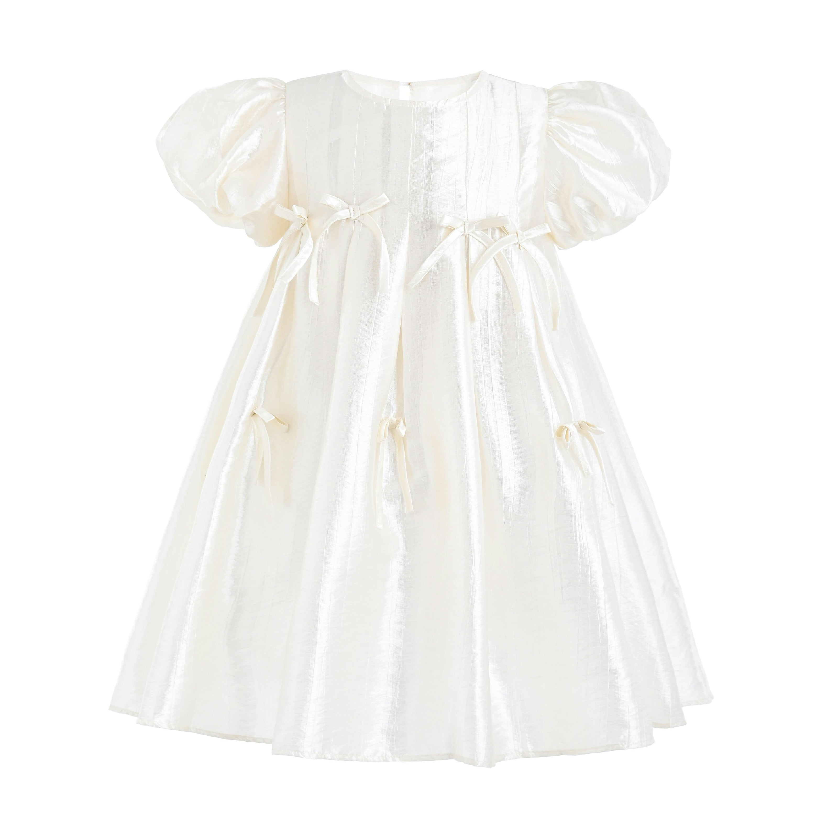 Beige Sena Petal Bow Dress