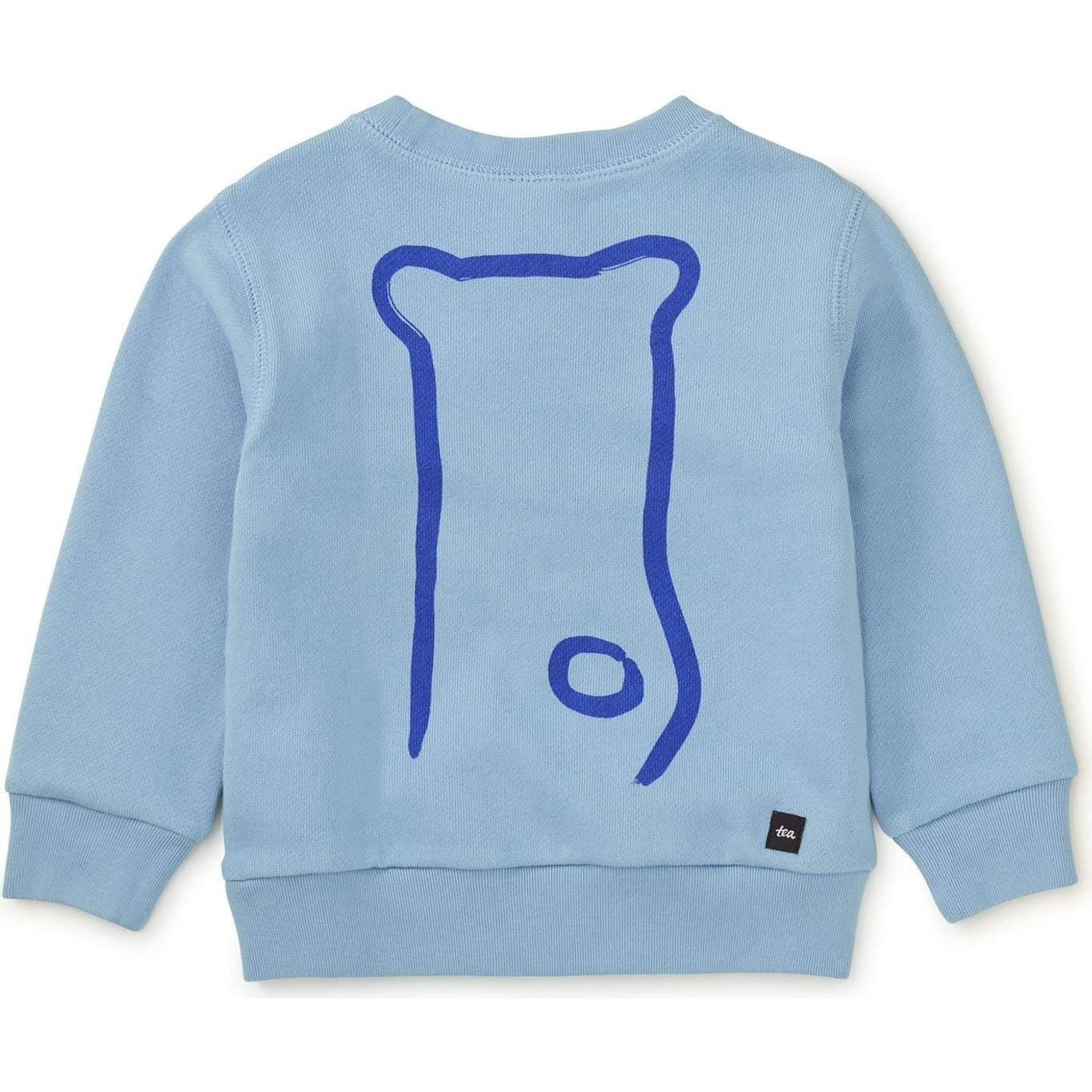 Babys Face Graphic Print Long Sleeve Popover, Blue