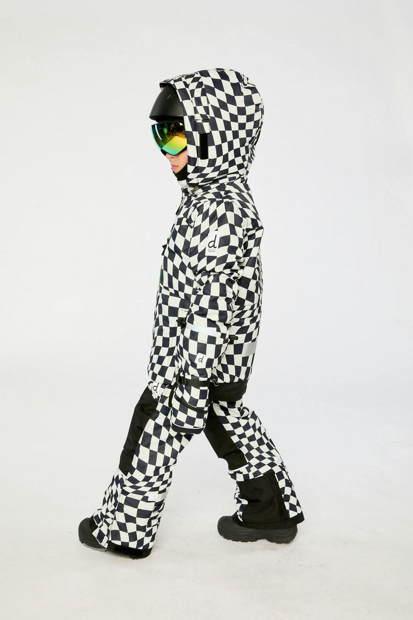 Two Piece Teknik Snowsuit White Checkered Print