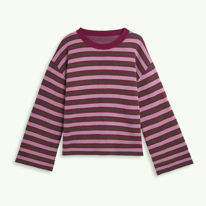 women's cotton sweater - berry stripes