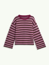 women's cotton sweater - berry stripes
